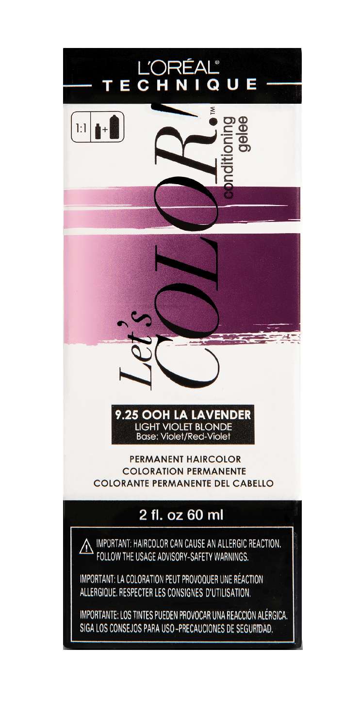 L’Oréal Technique Let's COLOR Permanent Gel Hair Color – 9.25 Ooh La Lavender (Light Violet Blonde, Violet/Red-Violet Base) – 2 fl oz - Elevate Styles