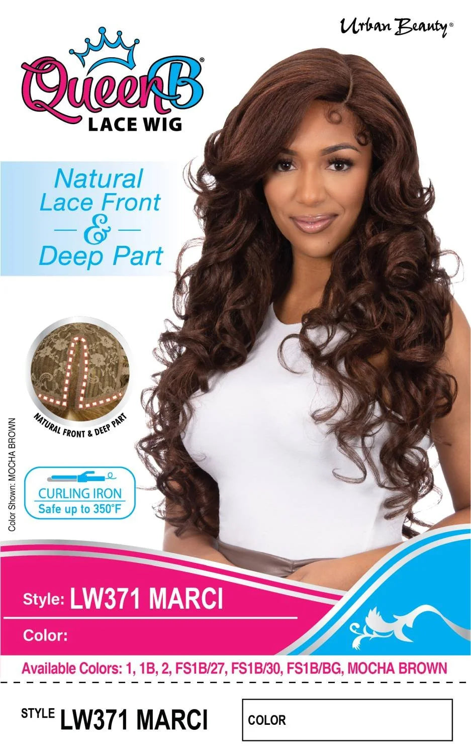 Urban Beauty Queen B Natural Lace Front Deep Part Curly Wig LW371 Marci