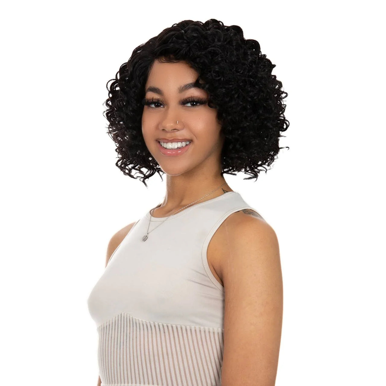 Urban Beauty Queen B Natural Lace Front Deep Part Short Curly Wig LW387 Tobi
