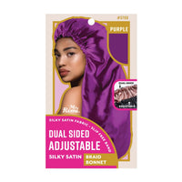Thumbnail for Ms. Remi Dual Sided Adjustable Silky Satin Braid Bonnet Purple #3708 - Elevate Styles