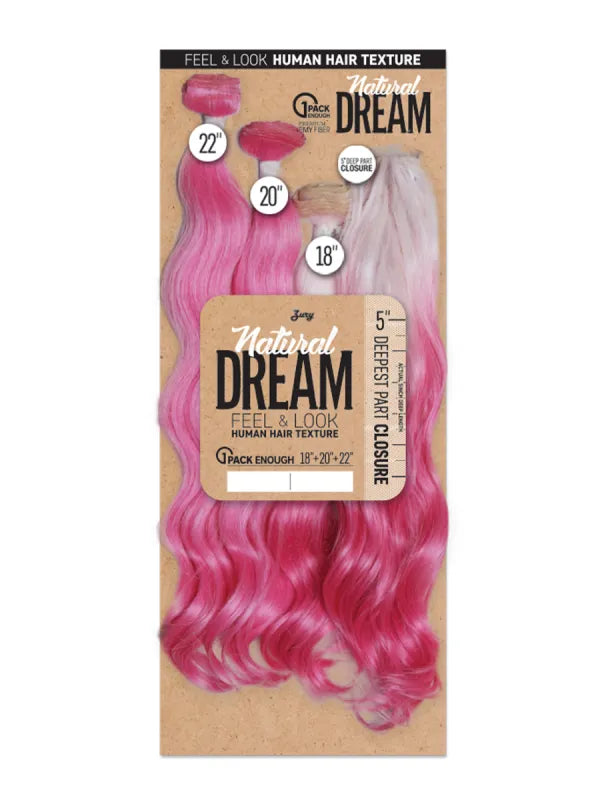 Zury Sis Natural Dream Feel Look Human Hair Texture Multi Body Wave 18 20 22 with 5 Deep Closure