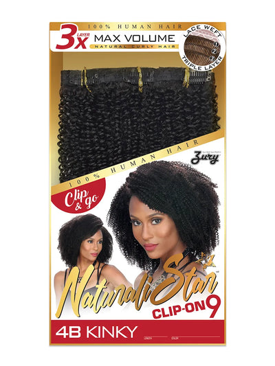 NATURALISTAR 100% REMI HUMAN HAIR CLIP-ON 9 4B KINKY 12" BLACK - Elevate Styles

