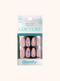 Thumbnail for Glamify Couture Press On Nails Almond Long Nude Iridescent Crystal Accent NTCT13 - Elevate Styles