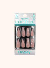Thumbnail for Glamify Couture Press On Nails Coffin X Long Nude Crystal Accent NTCT16 - Elevate Styles