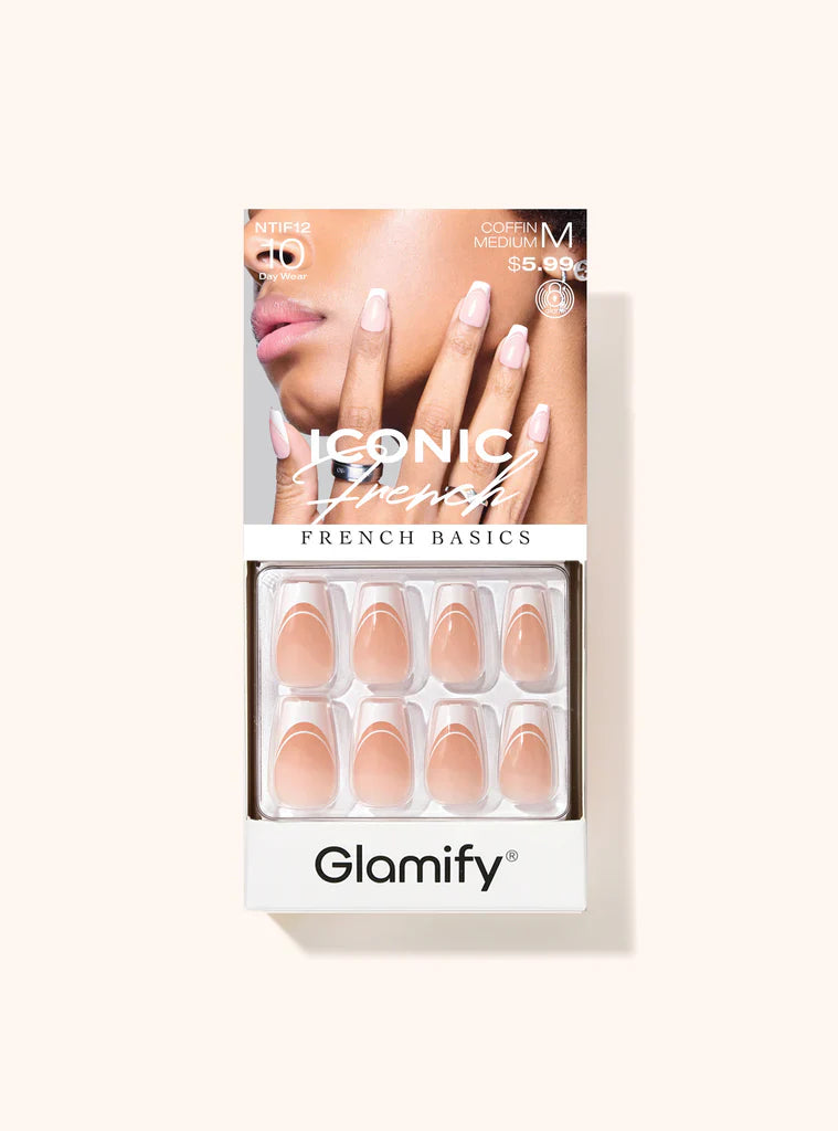 Glamify Iconic French Basics Press On Nails – Coffin Medium NTIF12