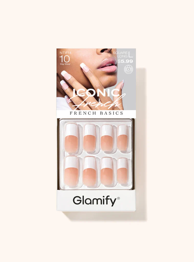 Glamify Iconic French Basics Press On Nails – Square Long NTIF14