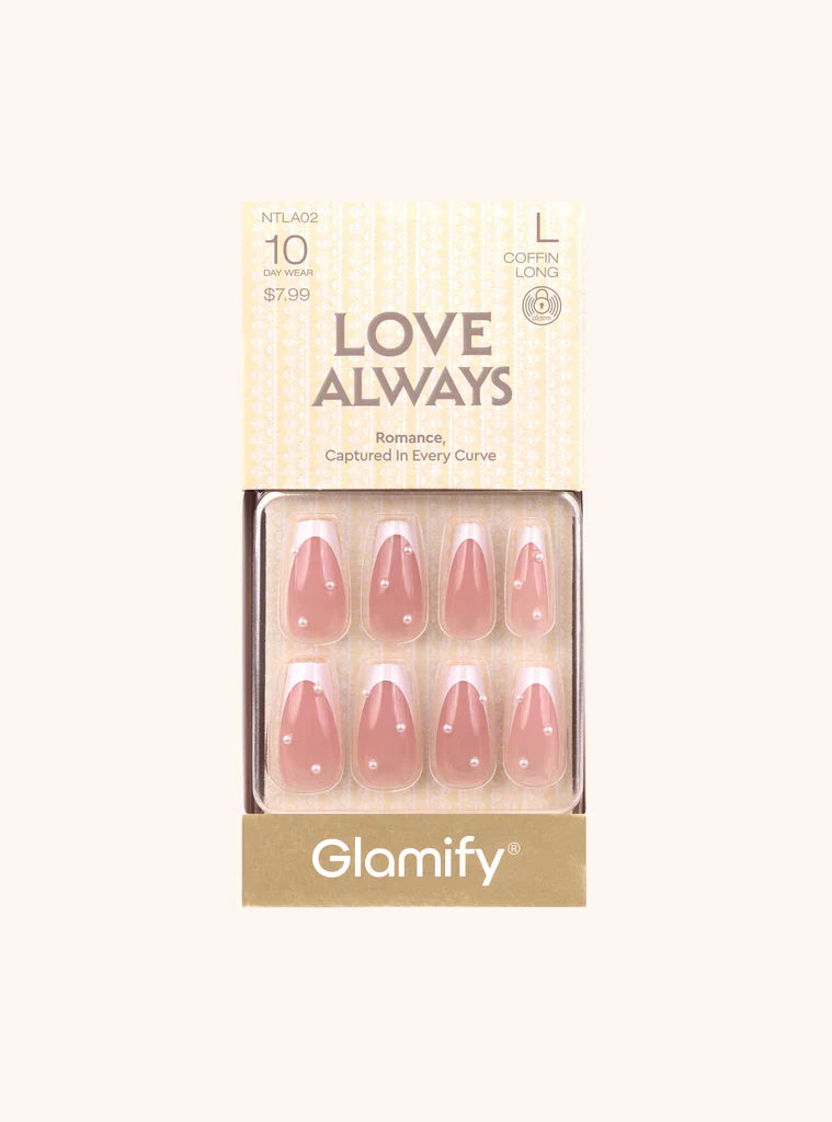 Glamify Love Always Press On Nails Coffin Long Style NTLA02 - Elevate Styles