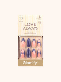 Thumbnail for Glamify Love Always Press On Nails Almond Long Navy Blush Accent NTLA07 - Elevate Styles