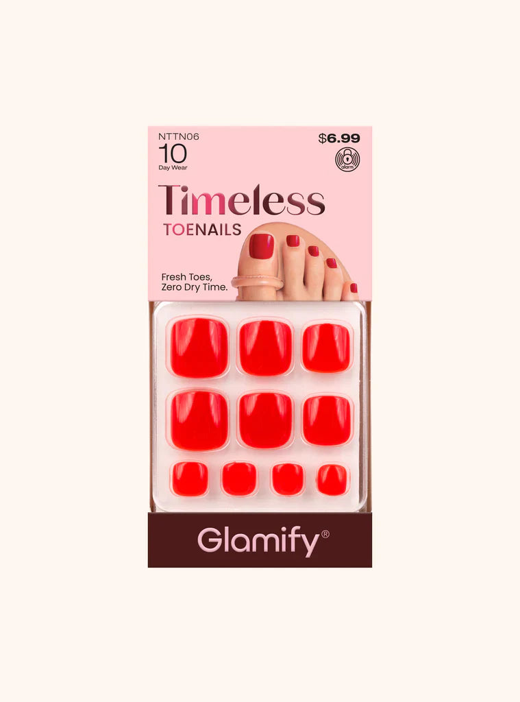 Glamify Timeless Toenails Press On Classic Red NTTN06 - Elevate Styles