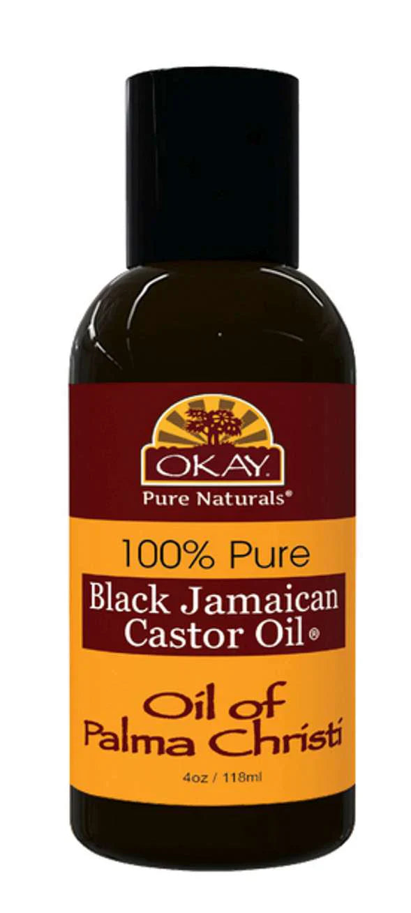 OKAY 100% Pure Black Jamaican Castor Oil Oil of Palma Christi 4 Oz - Elevate Styles