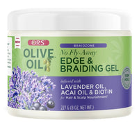 Thumbnail for ORS Olive Oil Braidzone Edge and Braiding Gel No Fly Away Lavender Acai Biotin 8 oz - Elevate Styles