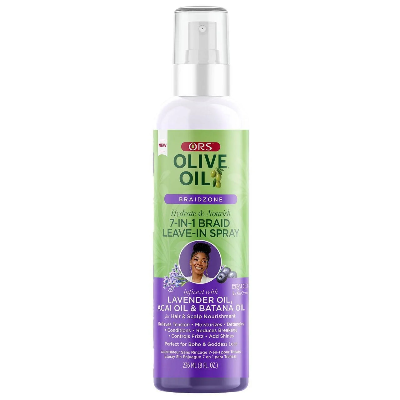 ORS Olive Oil Braidzone 7 in 1 Braid Leave In Spray Lavender Acai Batana Oil 8 Oz - Elevate Styles