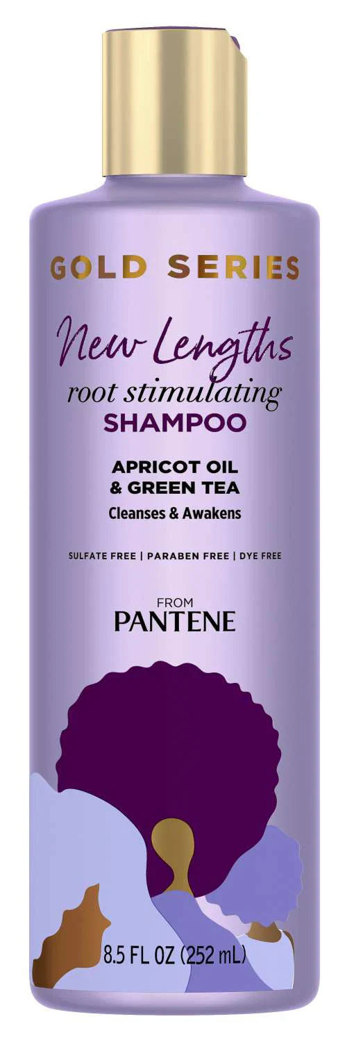 Pantene Gold Series New Lengths Root Stimulating Shampoo 8.5 fl oz – Cleanses & Strengthens with Apricot Oil