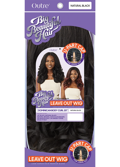 Outre Big Beautiful Hair Human Blend Leave Out U Part Wig Dominican Body Curl 20" - Elevate Styles

