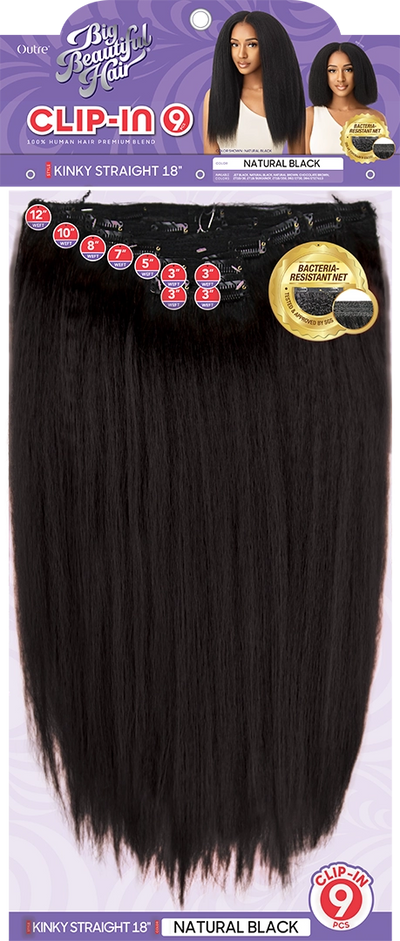 Outre Big Beautiful Hair Clip-in 9PCS - KINKY STRAIGHT 18" - Elevate Styles
