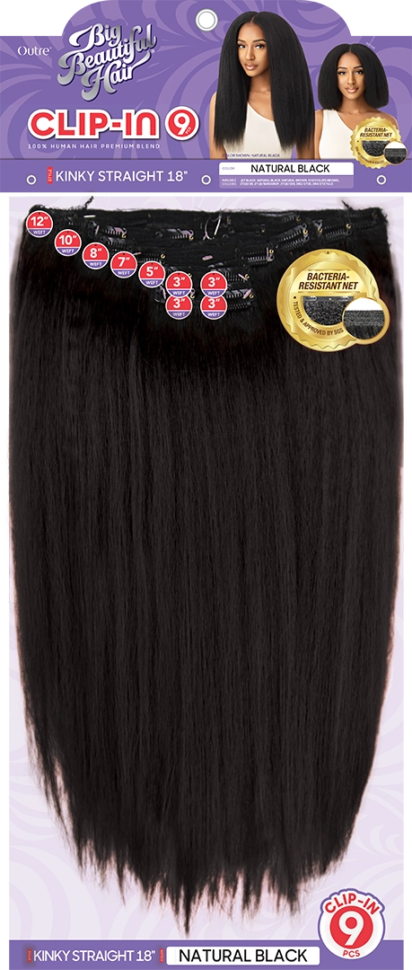 Outre Big Beautiful Hair Clip-in 9PCS - KINKY STRAIGHT 18" - Elevate Styles