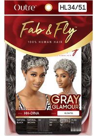 Thumbnail for Outre Fab&Fly™ Gray Glamour 100% Unprocessed Human Hair Wig HH-DINA - Elevate Styles