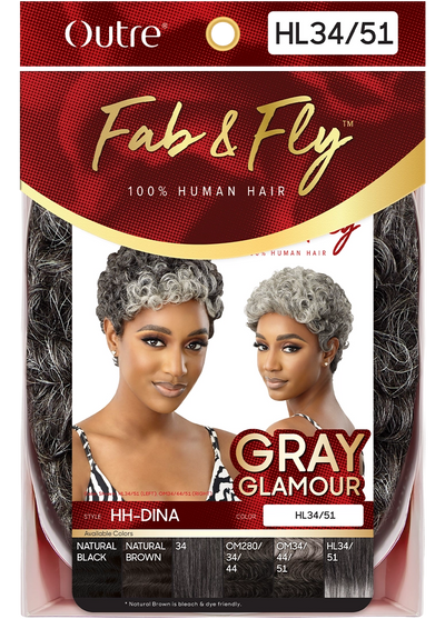 Outre Fab&Fly™ Gray Glamour 100% Unprocessed Human Hair Wig HH-DINA - Elevate Styles
