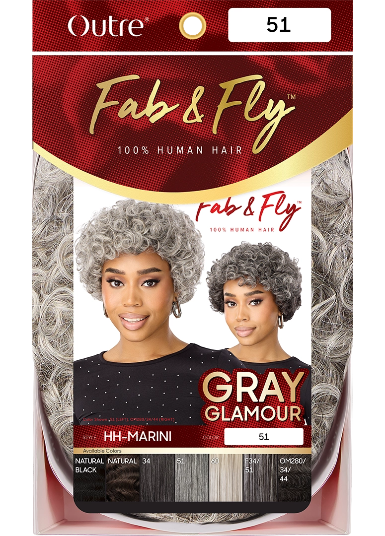 Outre Fab&Fly™ Gray Glamour 100% Unprocessed Human Hair Wig HH Marini QHFGMAI