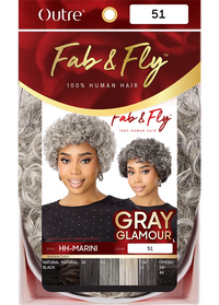 Thumbnail for Outre Fab&Fly™ Gray Glamour 100% Unprocessed Human Hair Wig HH Marini QHFGMAI