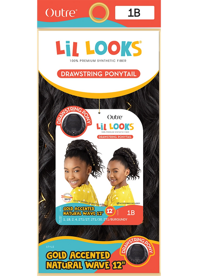 Outre Lil Looks Drawstring Pony - Gold Accented Natural Wave 12" - Elevate Styles
