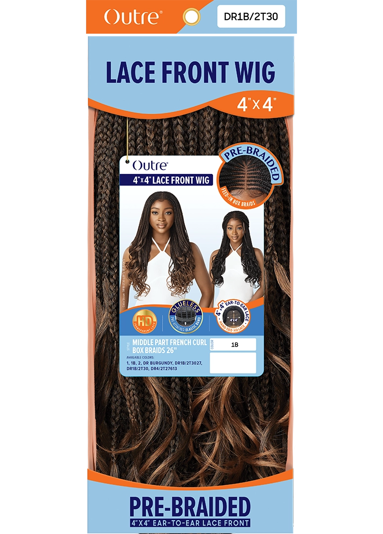 Outre 4"x4" HD Lace Front Middle Part French Curl Box Braids 26" - Elevate Styles