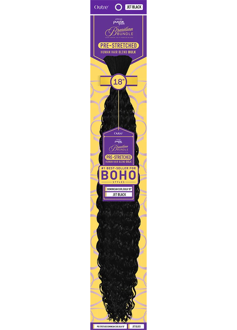 Outre Premium Purple Pack Brazilian Bundle Pre-Stretched Human Hair Blend Bulk - Dominican Curl 18"
