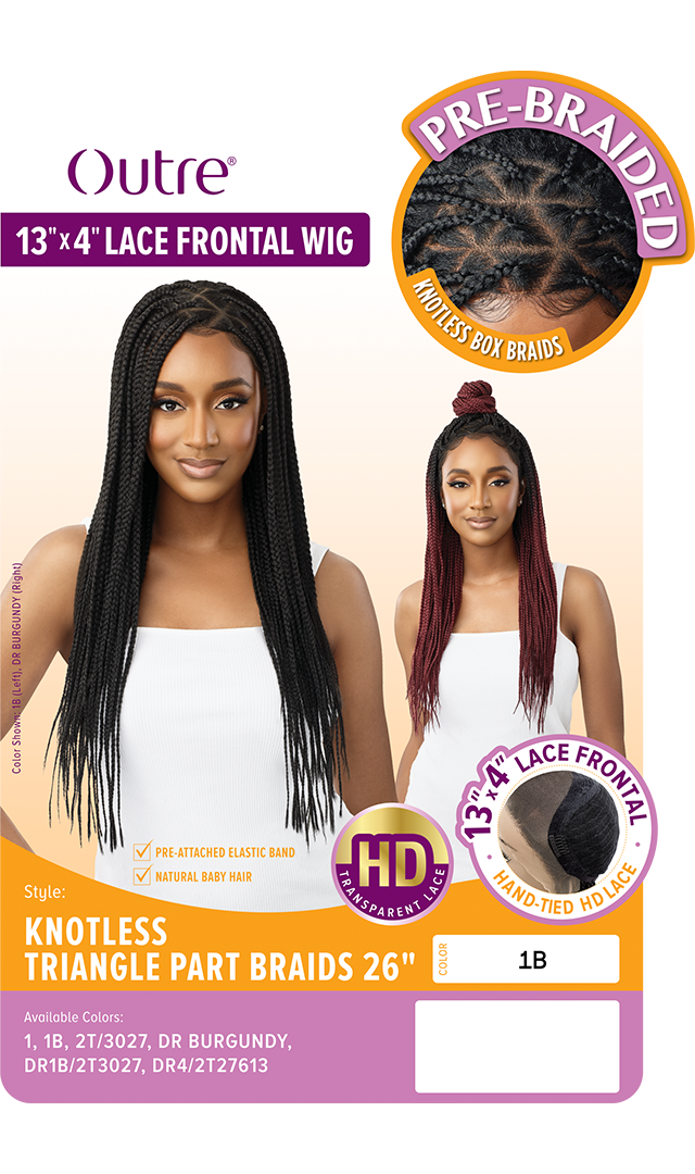 Outre 13"x 4" HD Pre-Braided Lace Front Wig Knotless Triangle Part Braids 26" - Elevate Styles