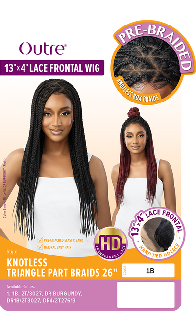 Outre 13"x 4" HD Pre-Braided Lace Front Wig Knotless Triangle Part Braids 26" - Elevate Styles
