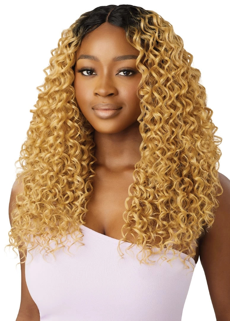 Outre Premium Human Hair Weave Blend - Dominican Curl 18" 20" 22" + 4" Deep Lace Parting Piece - Elevate Styles
