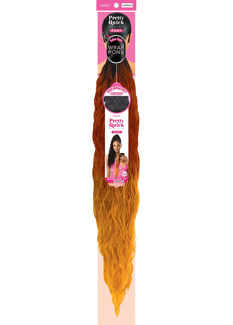 Outre Premium Synthetic Pretty Quick Wrap Around Ponytail Natural Wave 24" - Elevate Styles