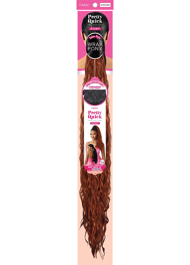 Outre Premium Synthetic Pretty Quick Wrap Around Ponytail Deep Wave 24" - Elevate Styles