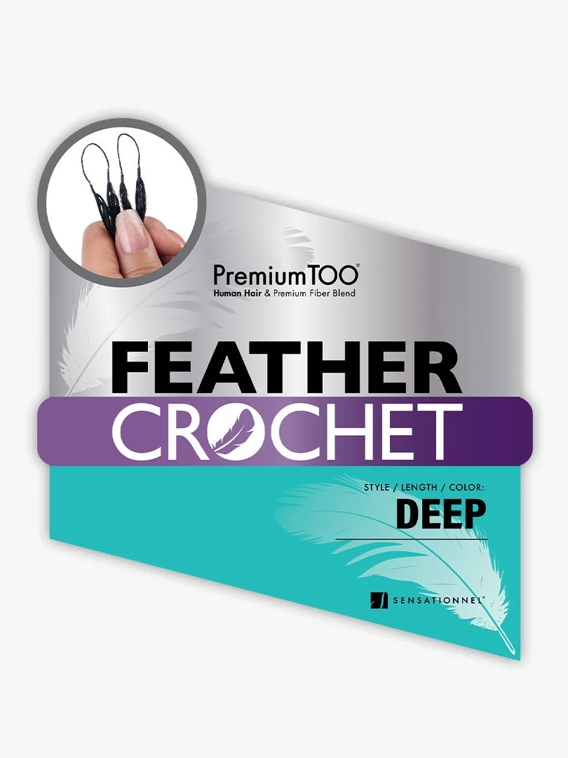 Sensationnel Premium Too Feather Crochet Deep Wave 14 Inch Human Hair Blend Braiding Hair - Elevate Styles