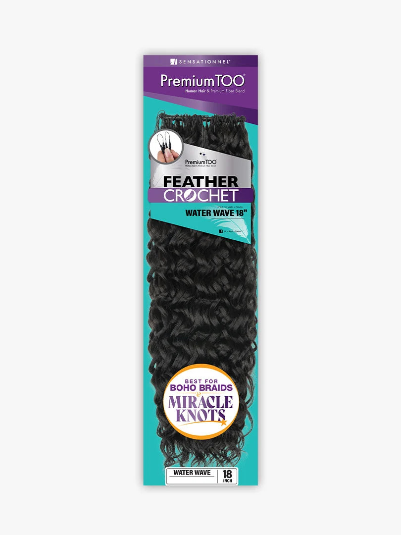 Sensationnel Premium Too Feather Crochet Water Wave 18 Inch Human Hair Blend Braiding Hair - Elevate Styles