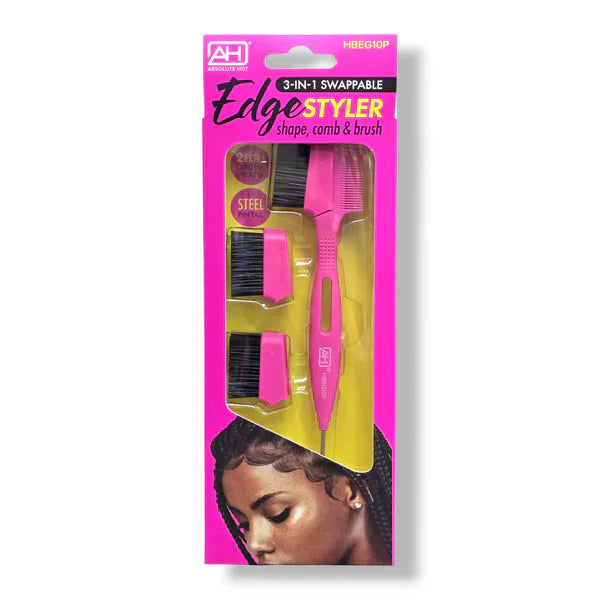 Absolute Hot Edge Styler 3-in-1 Swappable Brush with Steel Pin Tail – Pink HBEG10P - Elevate Styles