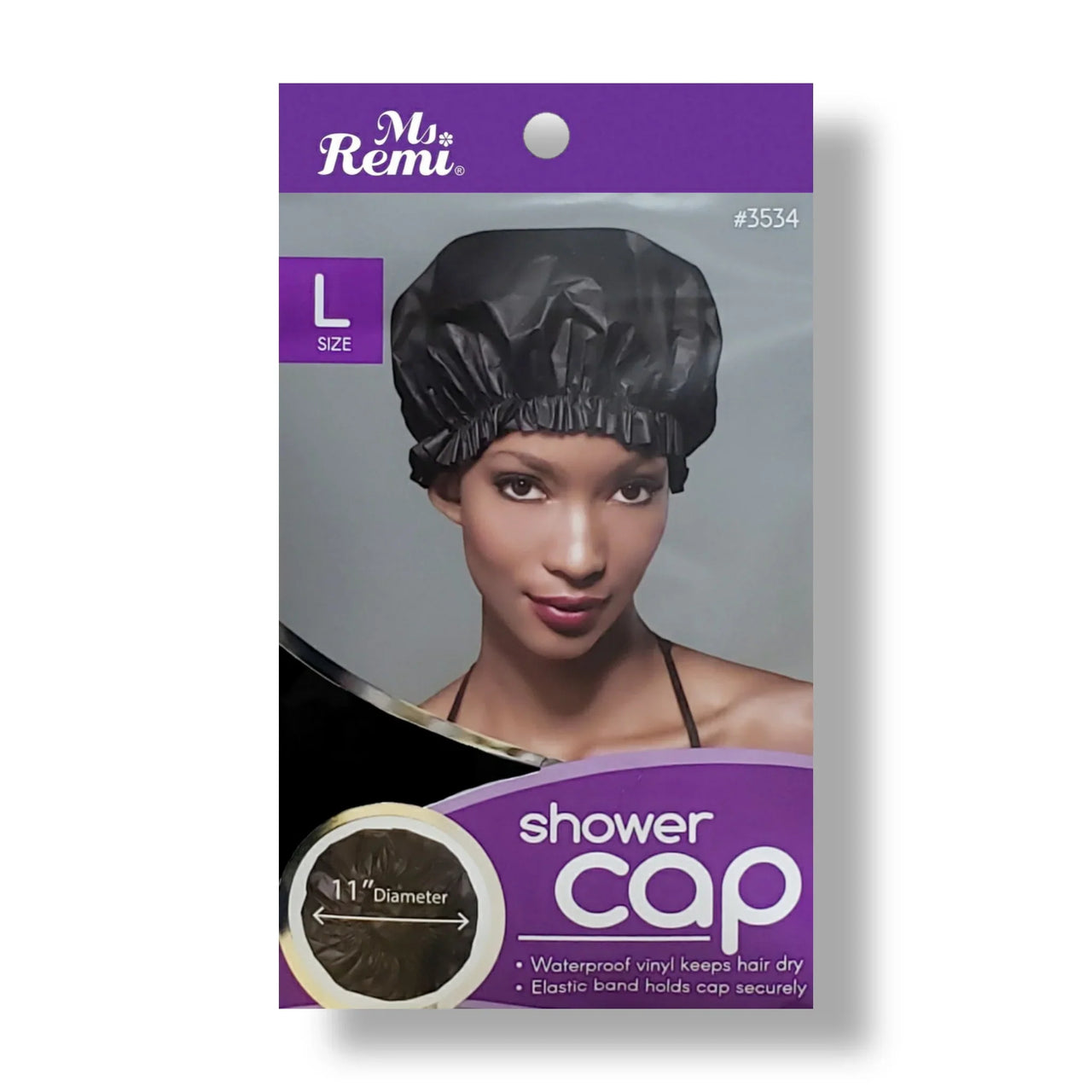 Ms. Remi Shower Cap Large Size 3534 Waterproof Vinyl Hair Cap Black - Elevate Styles