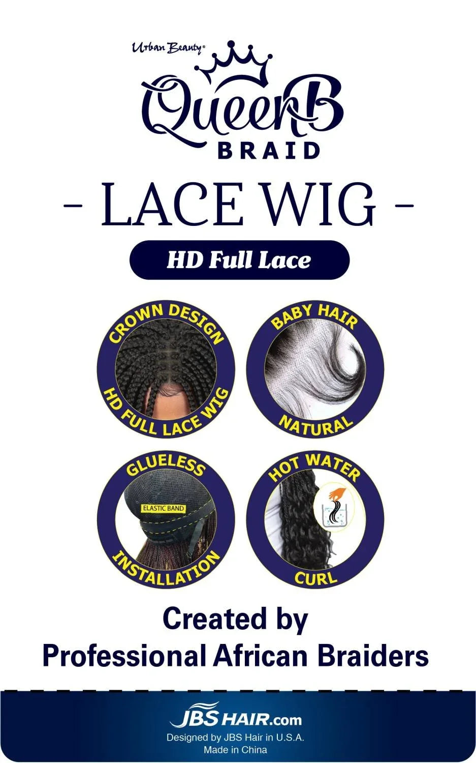 Urban Beauty Queen Braid Full Lace Wig Box Braid 26" QLW313_1B