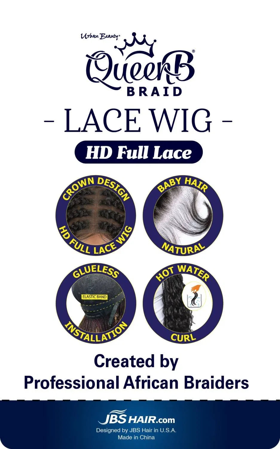 Urban Beauty Queen B HD Full Lace Box Braid Bob Wig 10" QLW317