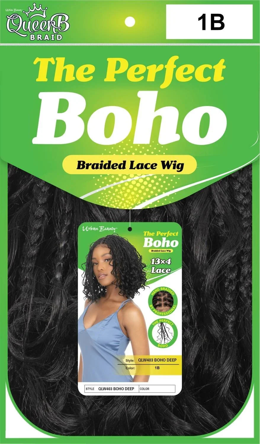 Queen B The Perfect Boho Braided Lace Wig QLW403 BOHO DEEP_COLOR 1B