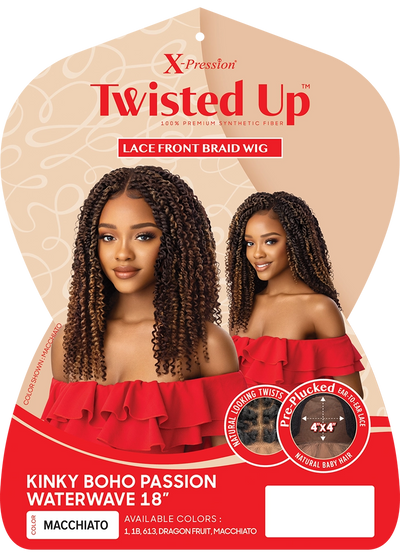 Outre 4x4 Swiss Braid Lace Front Wig Kinky Boho Passion Waterwave 18" - Elevate Styles
