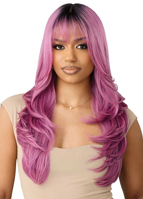 Outre Synthetic Glueless HD Transparent Lace Front Wig Castine QLCAS - 1 Black