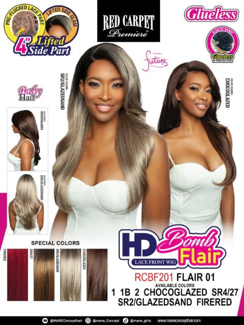 Mane Concept HD Bomb Flair 4" Lifted Side Part Glueless Lace Front Wig Flair 01 RCBF201 - Elevate Styles