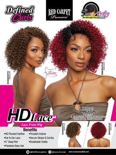 Mane Concept Red Carpet HD 5"Deep Lace Front Wig RCHD283 Springy Curls