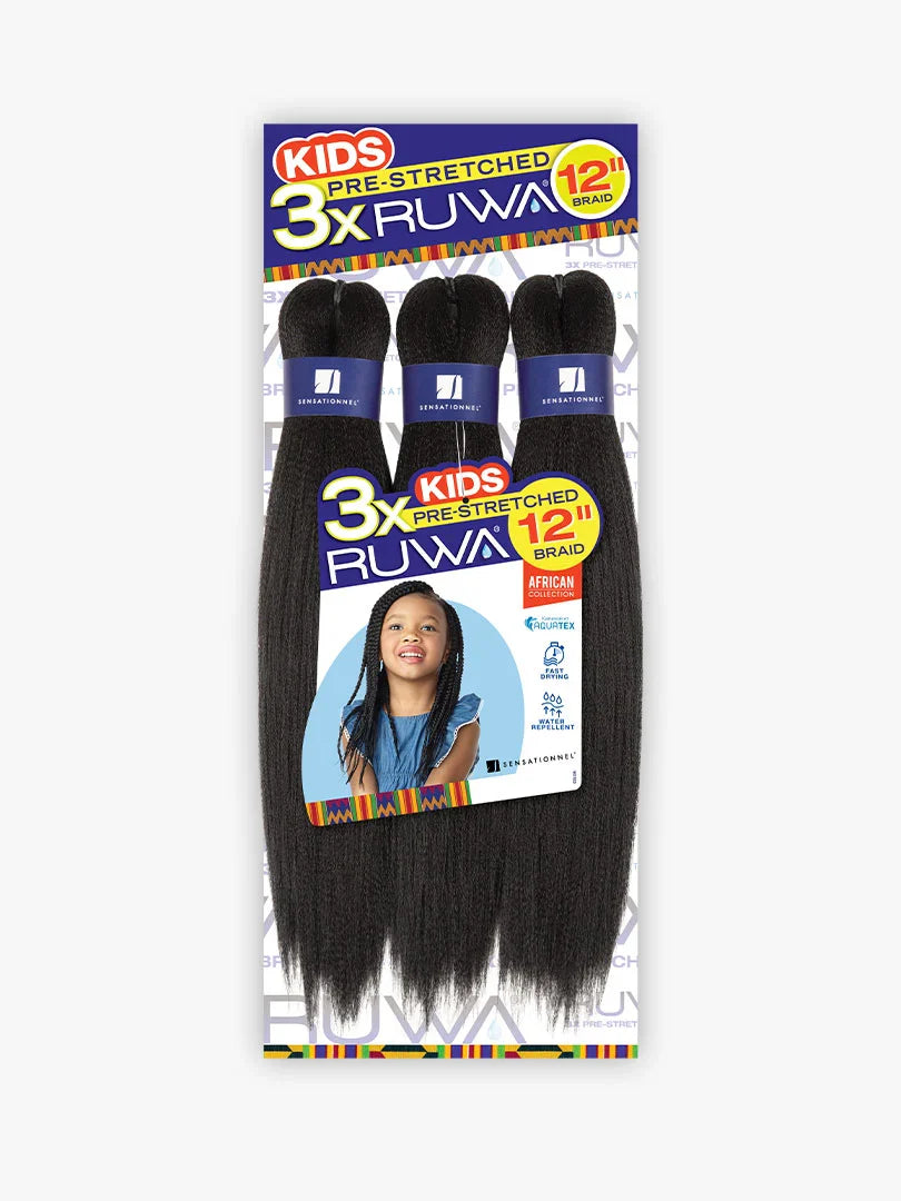 Sensationnel Ruwa Kids Pre-Stretched Braid 12″ – 3X Pack - Elevate Styles