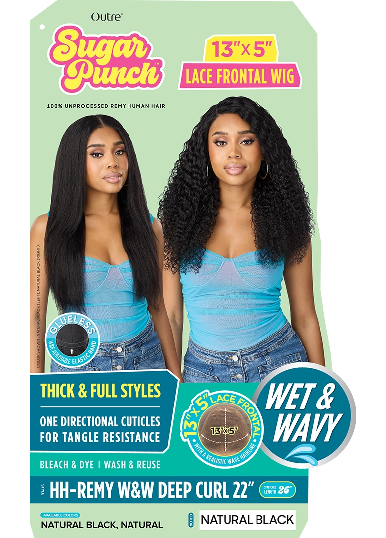 Outre Sugar Punch 13x5 Human Hair Lace Wig – Deep Curl 22" QLHSP135WWDC22