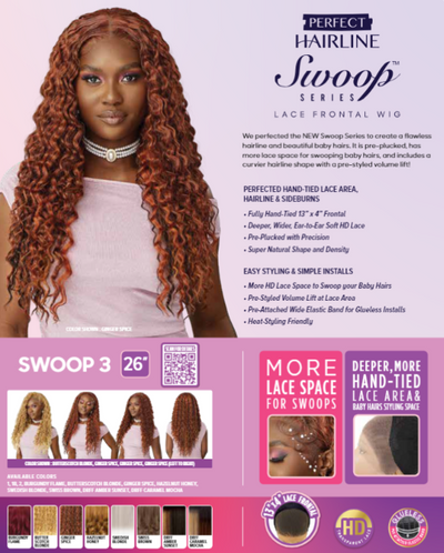 Outre Perfect Hairline Swoop Series Frontal Lace 13"x 4" HD Transparent Lace Front Wig Swoop 3 - Elevate Styles
