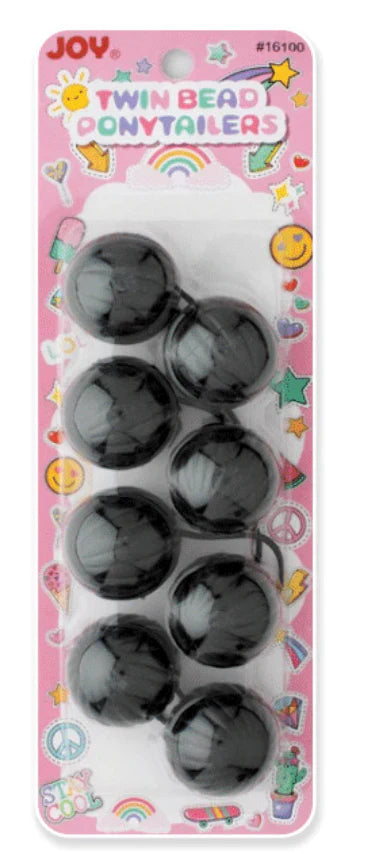 Joy Twin Bead Ponytailers Black 16100