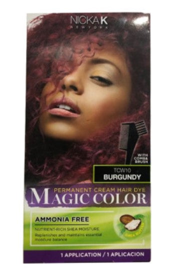 Nicka K Magic Color Permanent Cream Hair Dye – TCW10 Burgundy – 1 Application - Elevate Styles