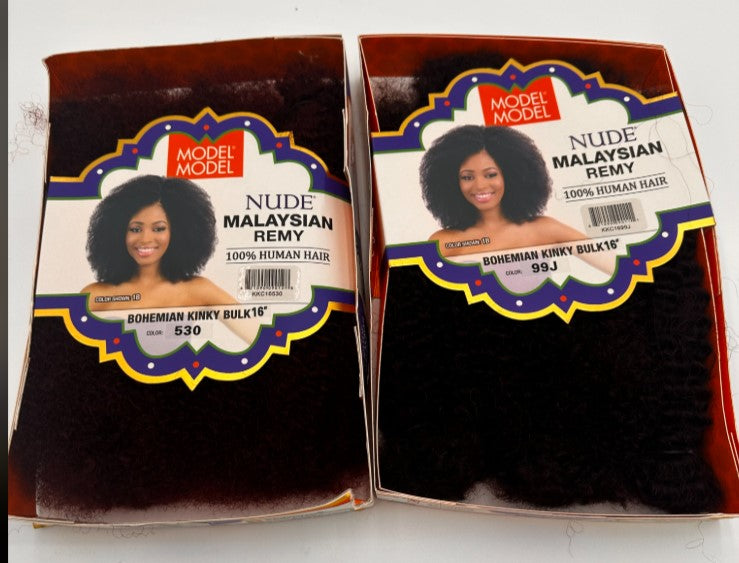 Model Model Nude Malaysian Remy 100% Human Hair Bohemian Kinky Bulk 16" - Elevate Styles