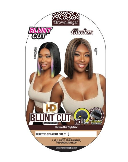 Mane Concept Brown Sugar 100% HH Mix HD Blunt Cut Lace Wig Straight Cut 01 BSHC233 - Elevate Styles